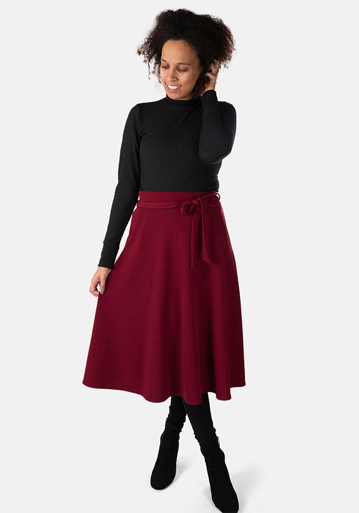 Lilia Wine A-Line Skirt