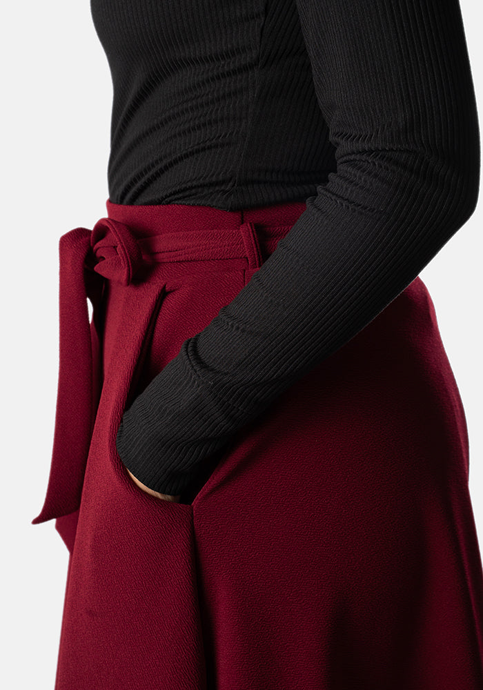 Lilia Wine A-Line Skirt