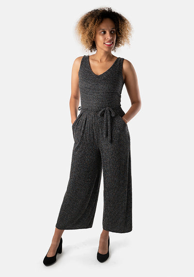 Liza Black & Silver Culotte Jumpsuit