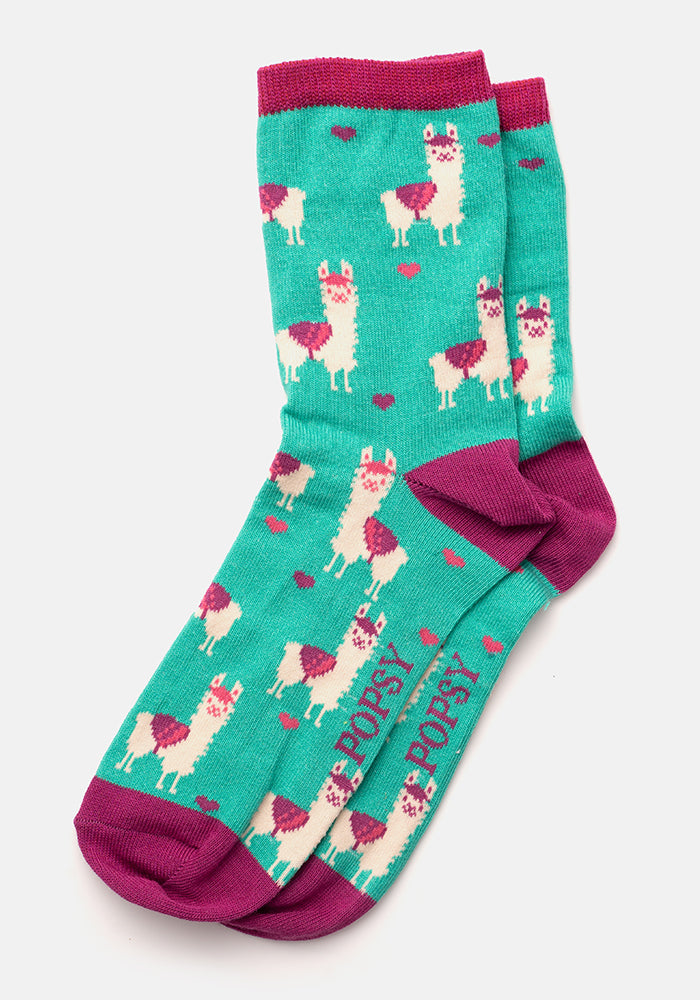 Green Llama Socks