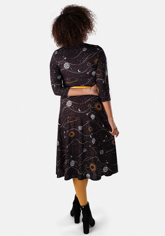 Lorinda Galaxy Space Print Midi Dress