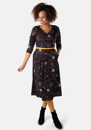 Lorinda Galaxy Space Print Midi Dress