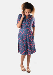 Lucia Navy & Pink Spot Print Dress