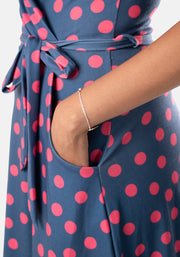 Lucia Navy & Pink Spot Print Dress