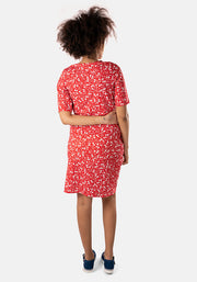 Lucie Red Ditsy Floral Blouson Dress