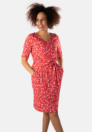 Lucie Red Ditsy Floral Blouson Dress