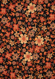 Lynette Orange & Brown Floral Midi Dress