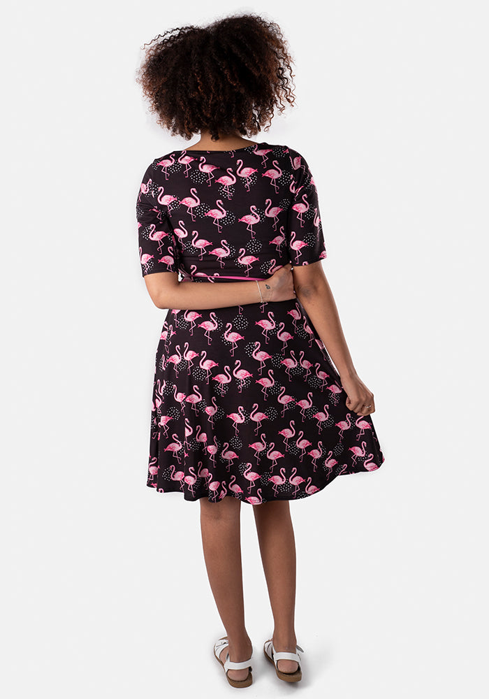 Lyra Flamingo & Heart Spot Print Dress