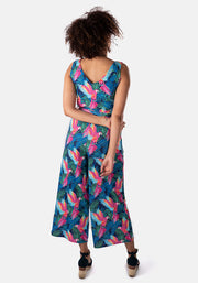 Madina Tropical Parrot Print Culotte Jumpsuit