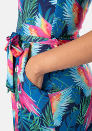 Madina Tropical Parrot Print Culotte Jumpsuit