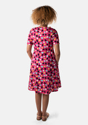 Magenta Pink Mosaic Print Dress