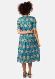 Mahira Tile Floral Print Midi Dress