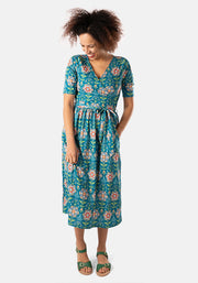 Mahira Tile Floral Print Midi Dress