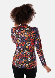 Marguerite Floral Print Turtle Neck Top