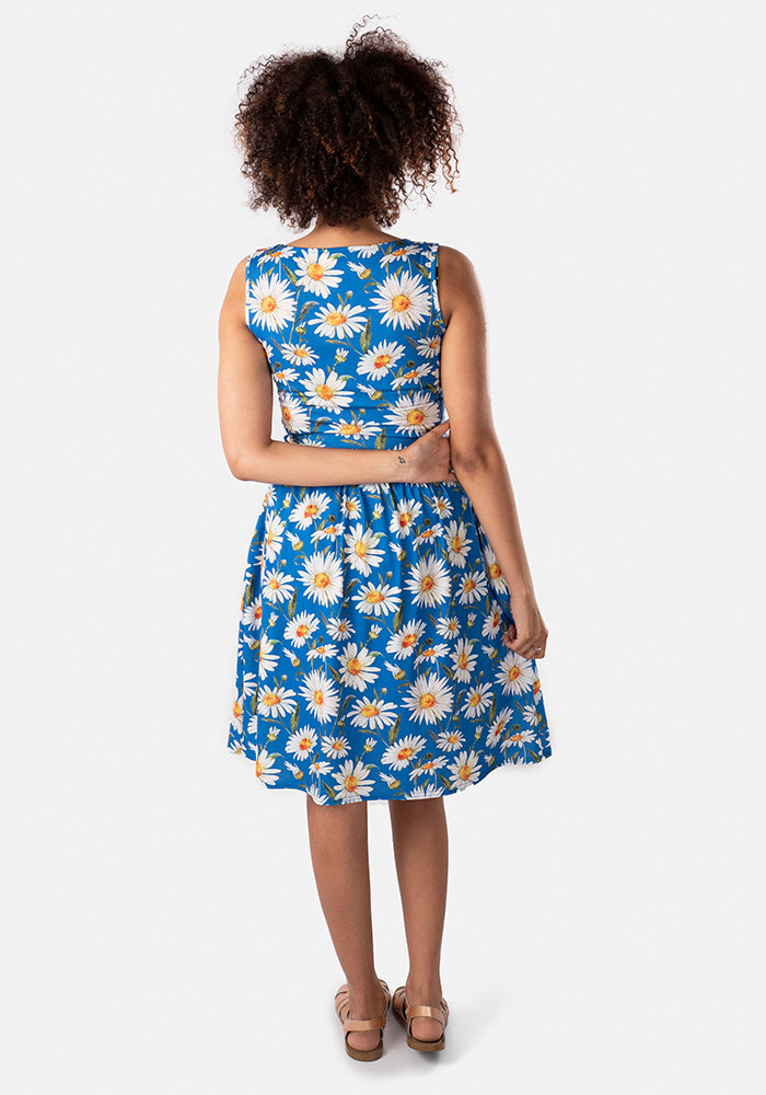 Marla Blue Daisy Floral Print Dress