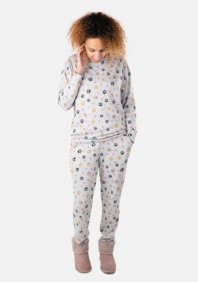 Marshall Grey Paw Print Loungewear Set