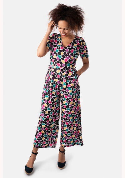 Marta Abstract Giraffe Print Culotte Jumpsuit