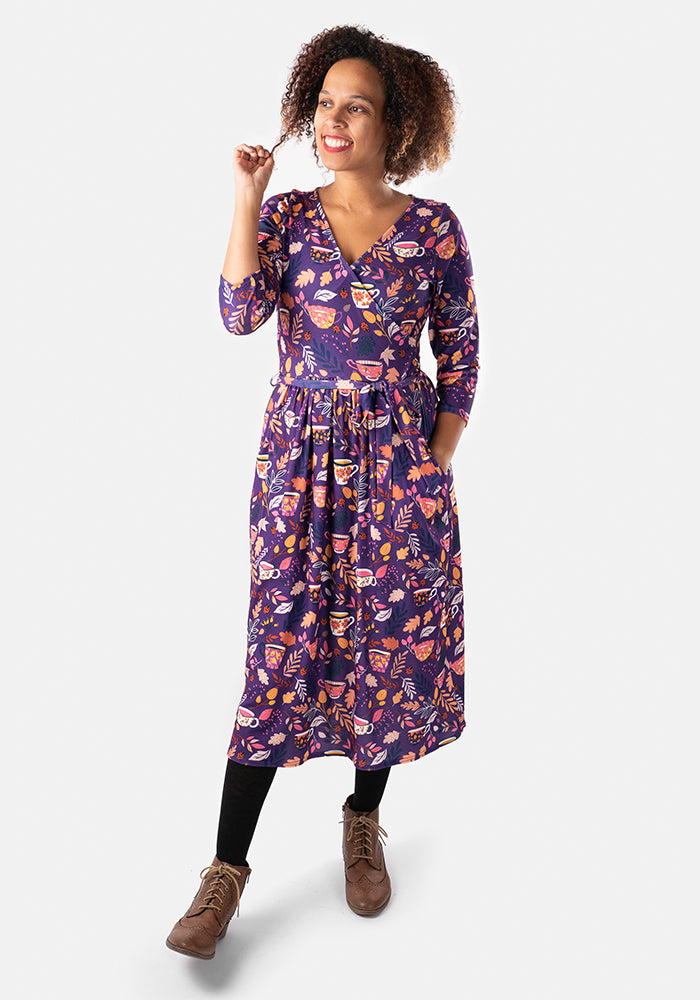 Mayra Teacups Print Midi Dress