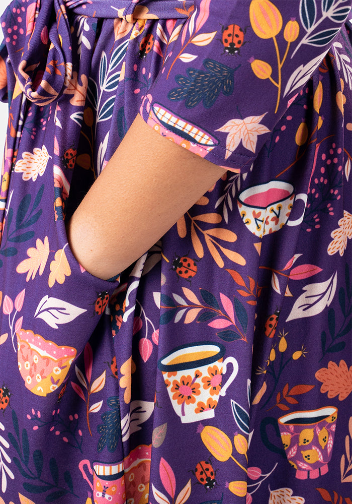 Mayra Teacups Print Midi Dress