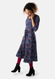 Melinda Bird & Leaf Print Midi Dress