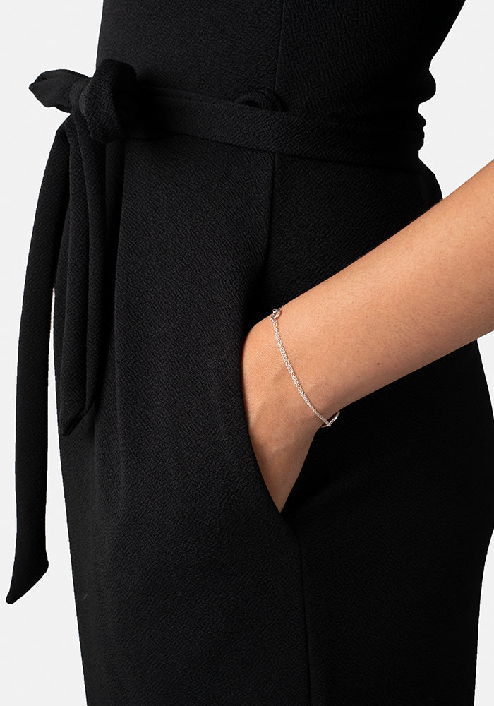 Fourth angle of Mercedes Plain Black Culotte Jumpsuit