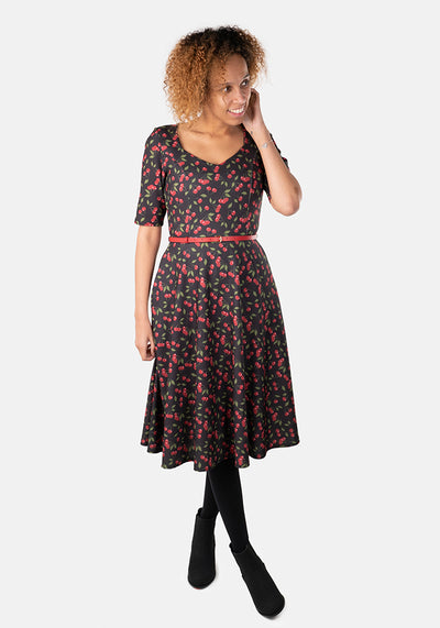 Meredith Cherry Print Swing Dress