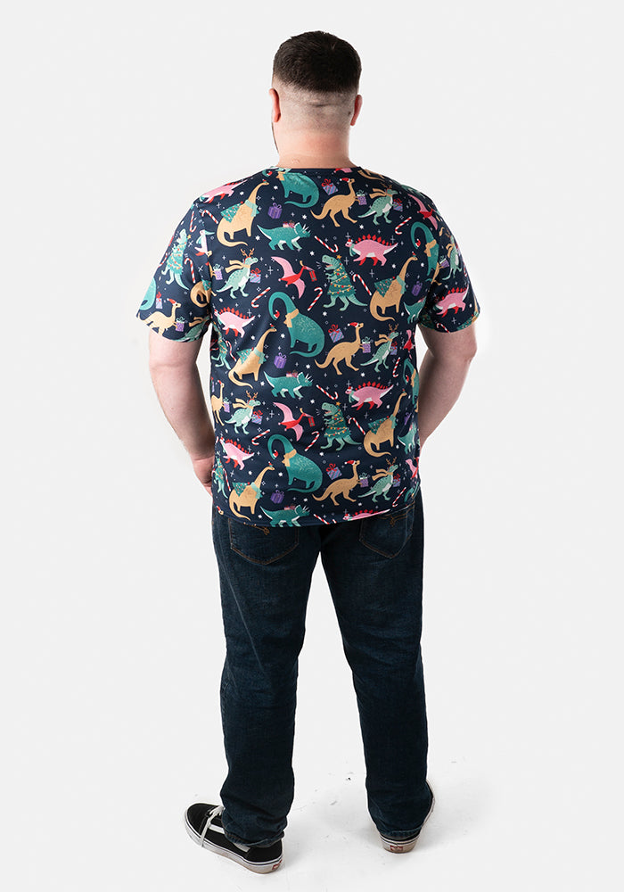 Christmas Dinosaur Adults T-Shirt (Merryasaurus)