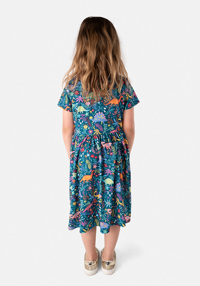 Children's Dinosaur Print Dress (Miasaura)