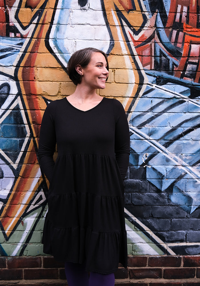 Mila Black Tiered Hem Dress