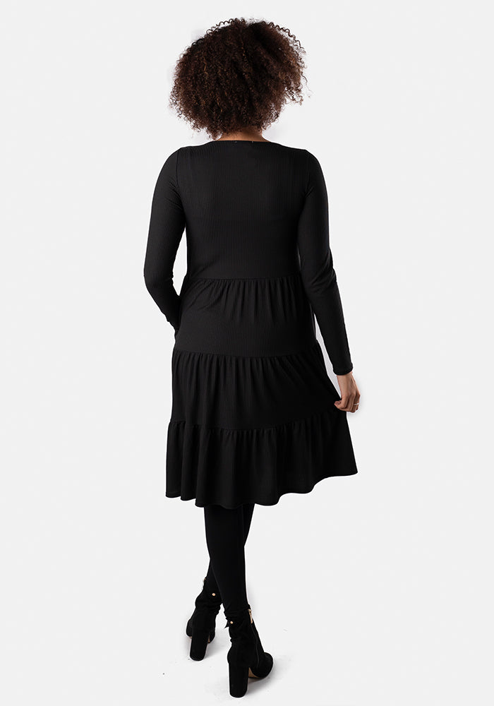 Mila Black Tiered Hem Dress