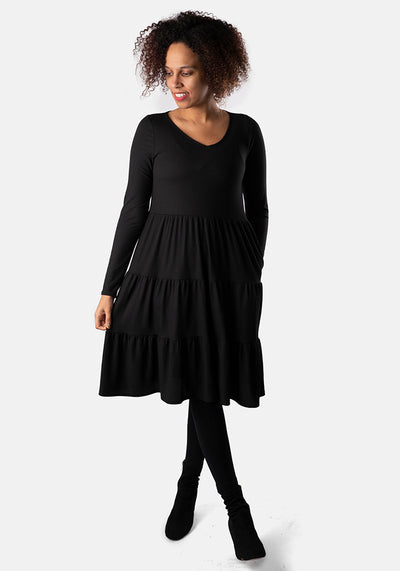 Mila Black Tiered Hem Dress
