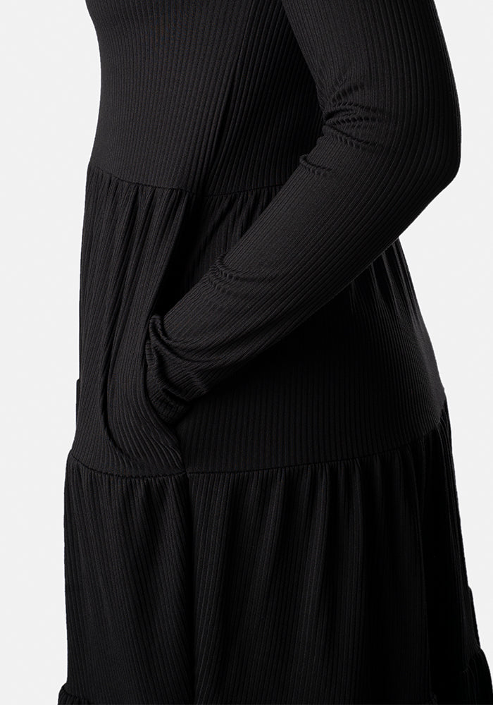 Mila Black Tiered Hem Dress