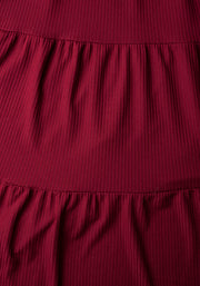 Mila Wine Tiered Hem Dress