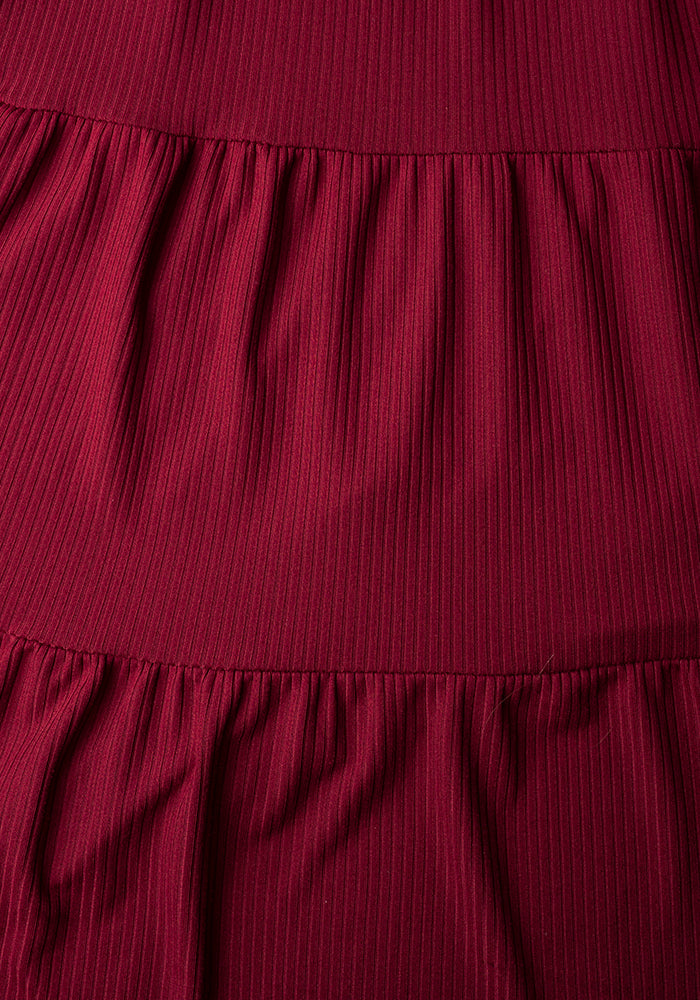 Mila Wine Tiered Hem Dress