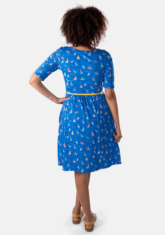 Mimi Sailboat & Seagull Print Dress