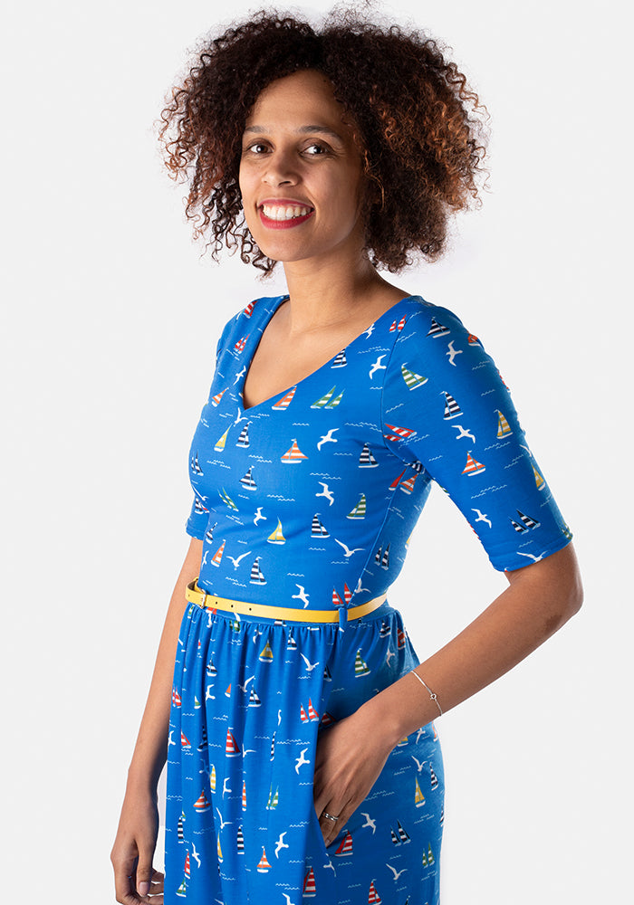 Mimi Sailboat & Seagull Print Dress