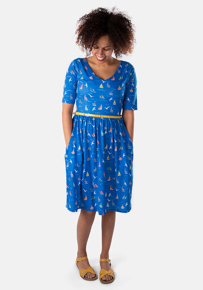 Mimi Sailboat & Seagull Print Dress