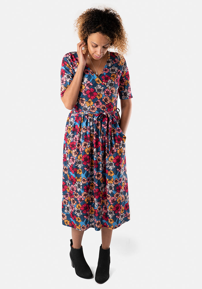 Mina Busy Sketched Floral Midi Dress