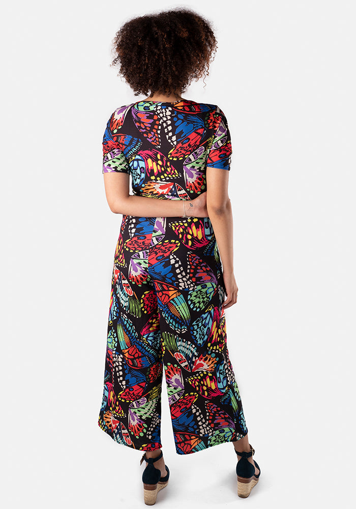 Minahil Bright Butterfly Wing Print Culotte Jumpsuit