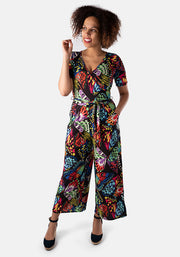 Minahil Bright Butterfly Wing Print Culotte Jumpsuit