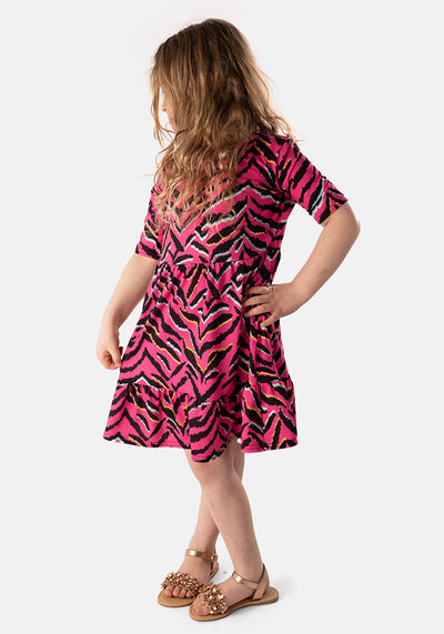 Children's Bright Tiger Stripe Print Dress (Mirabelle)