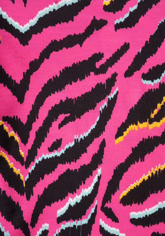 Mirabelle Bright Tiger Stripe Print Tiered Hem Dress