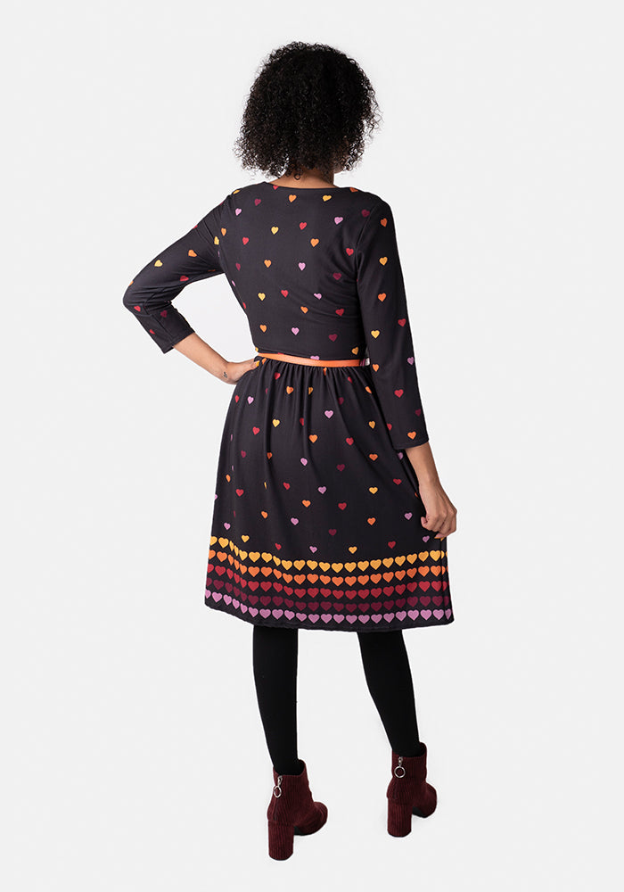 Miriam Black Rainbow Heart Print Dress