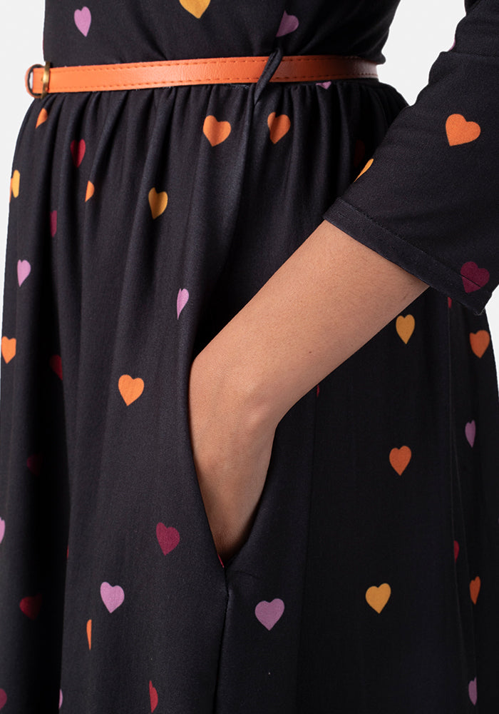 Miriam Black Rainbow Heart Print Dress