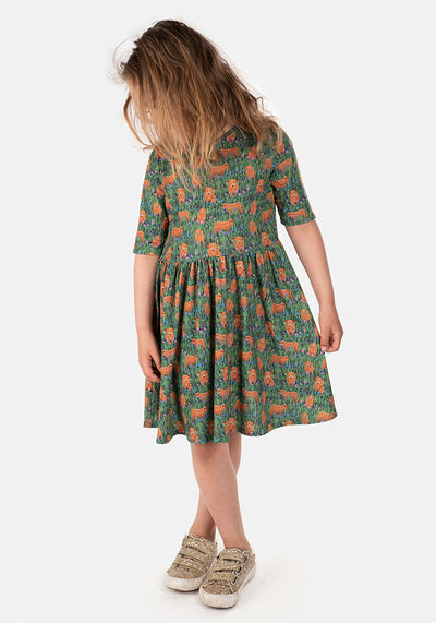 Children's Highland Cow Print Dress (Morag)