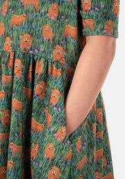 Children's Highland Cow Print Dress (Morag)