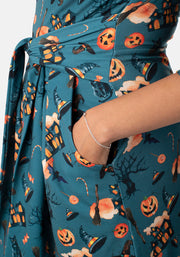 Morticia Halloween Print Dress