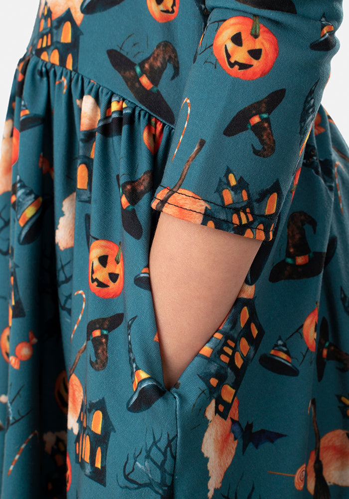 Children's Halloween Print Dress (Morticia)