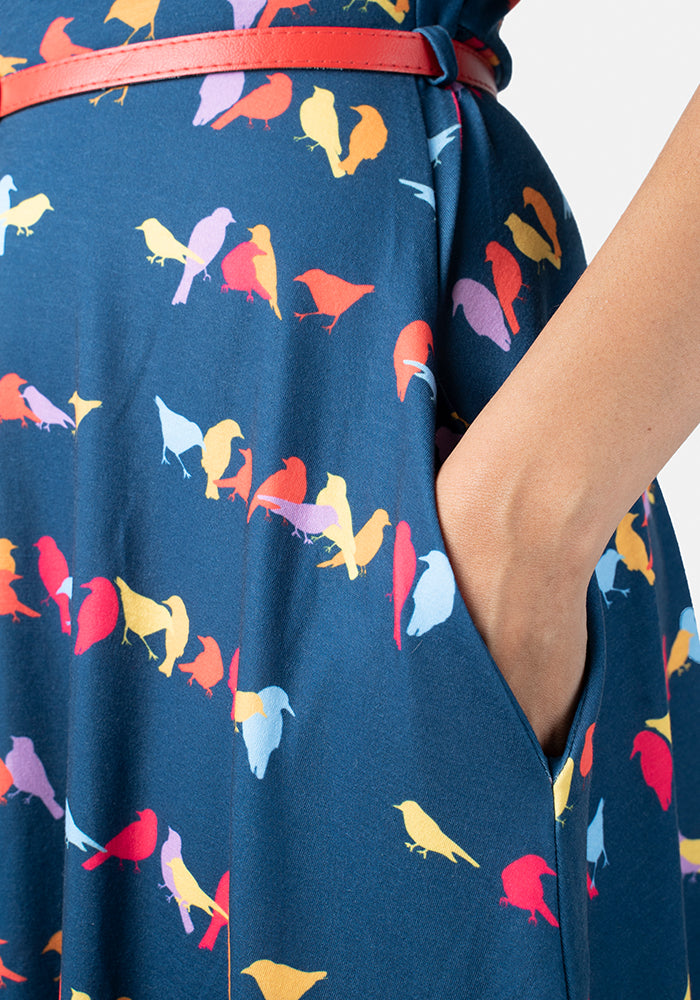 Ellie Multicoloured Bird Print Dress