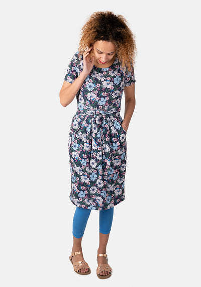 Myla Navy Blue & Pink Floral Dress